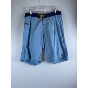 Mens Patagonia Blue Tie Front Sz 33 Hirise Longer Swim Shorts